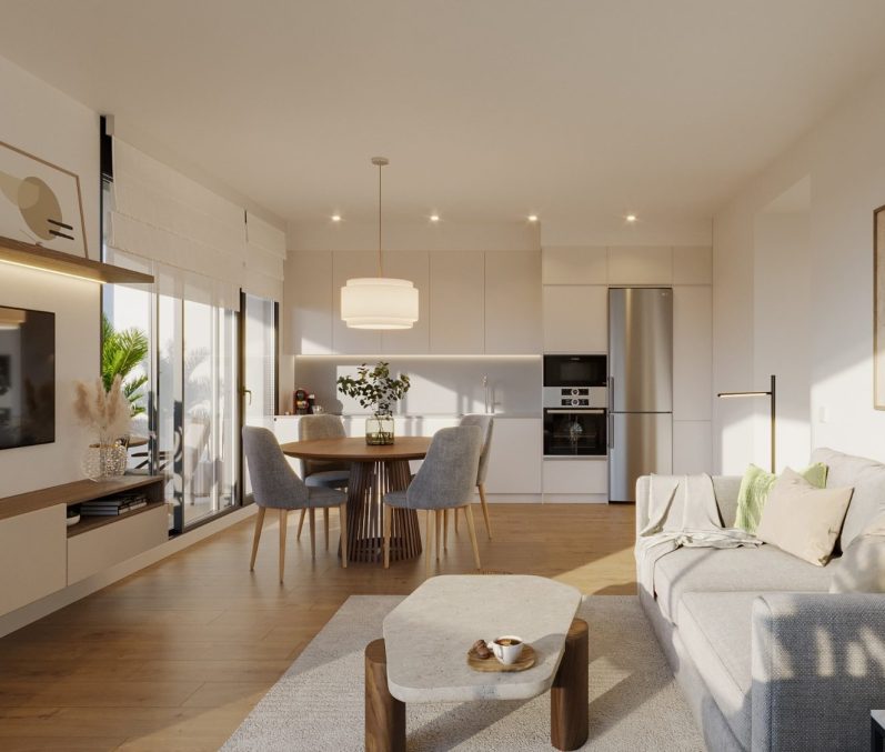 Sala d'estar menjador, promoció habitatges obra nova a Tàrrega Sala d'estar menjador